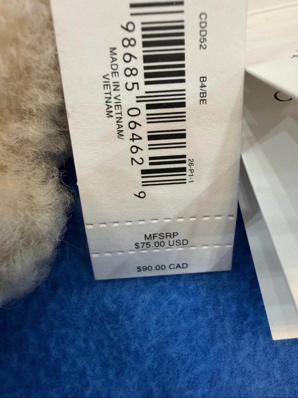 COACH Cream Shearling Bear Bag Charm with Brown Leather Strap